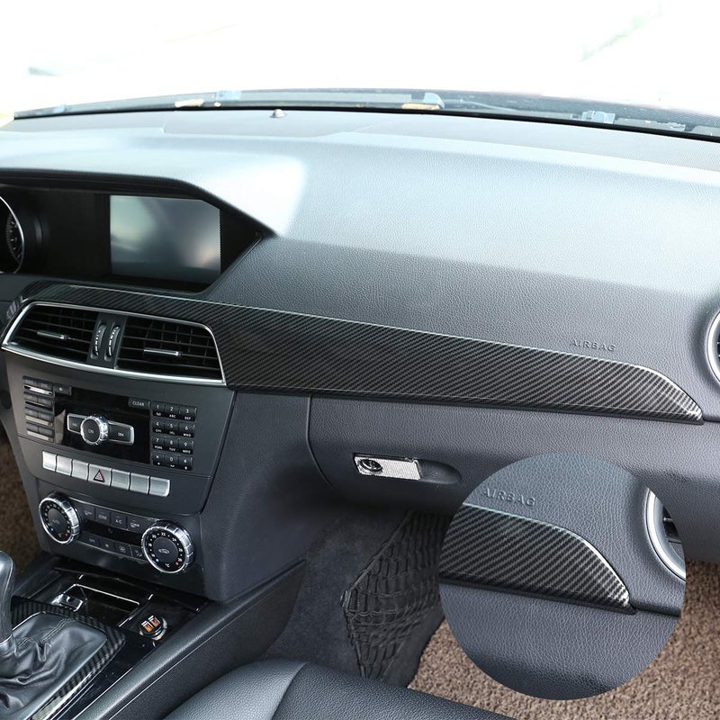 CHEYA ABS Pine Wood Grain Carbon Fiber Car Center Console Dashboard Cover Panel for Mercedes Benz C Class W204 2010-2013 Left Hand Drive Accessories (Carbon Fiber) - Image 5